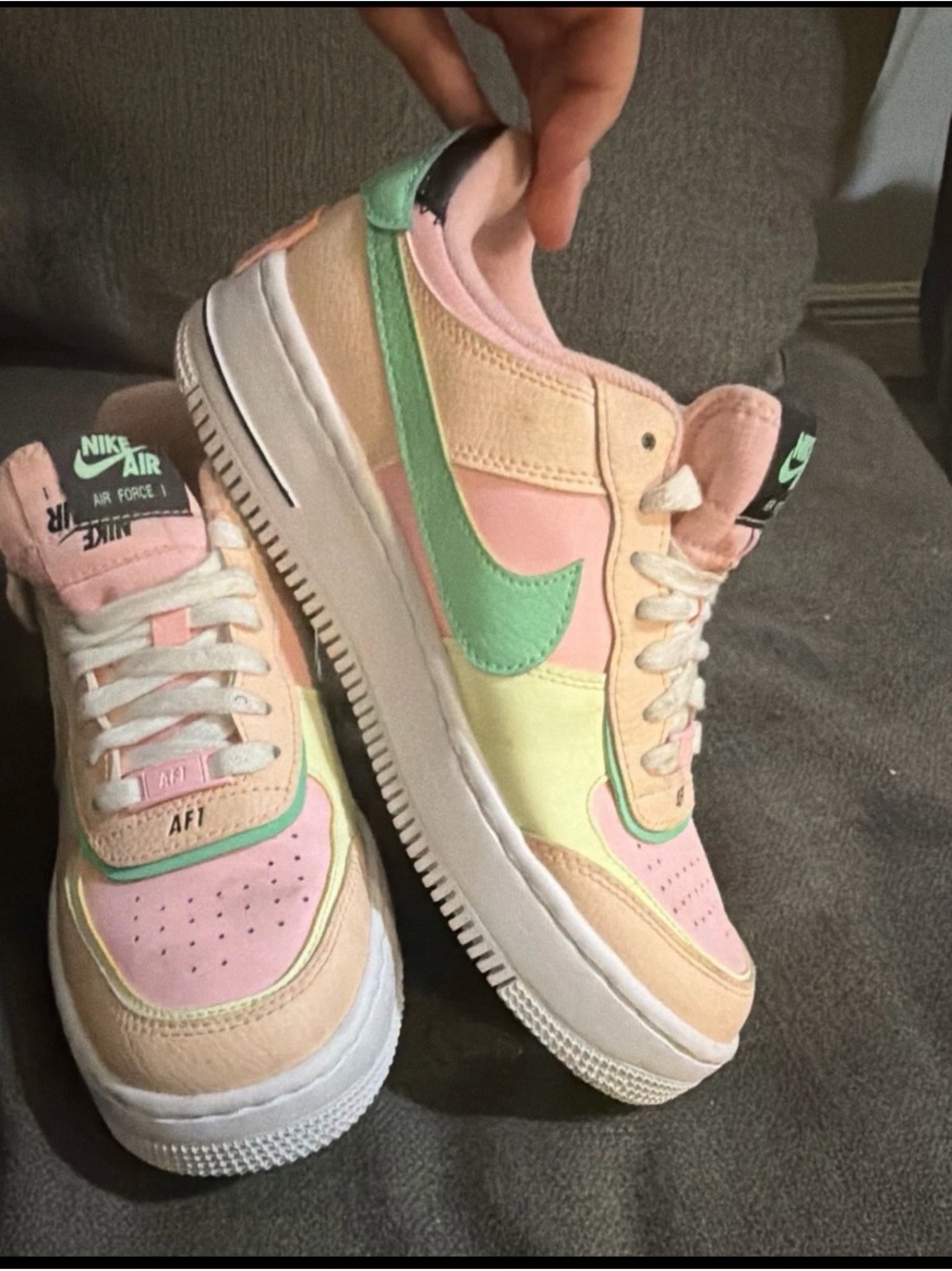 Nike Air Force 1 Pastel Multicolor Sneakers - Pink, Peach, Neon Green - Picture 3 of 5